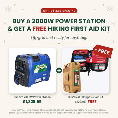 Christmas Special: Sunovo 2000W Portable Power Station + FREE SURVIVAL Hiking First Aid Kit