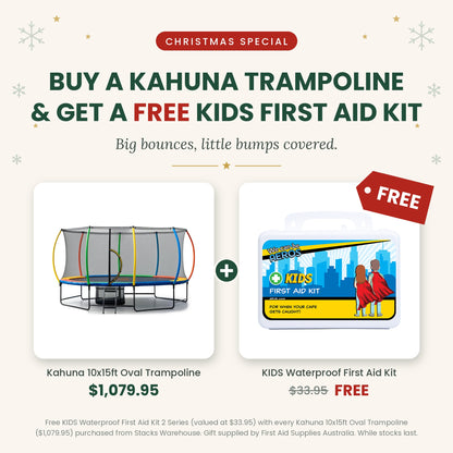 Christmas Special: Kahuna 10x15ft Oval Trampoline + FREE KIDS Waterproof First Aid Kit
