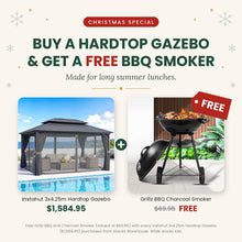 Christmas Special: Instahut 3x4.25m Hardtop Gazebo + FREE Grillz BBQ Charcoal Smoker