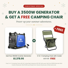 Christmas Special: GenTrax 3500W Inverter Generator + FREE 3-in-1 Camping Chair with Cooler