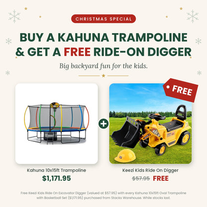 Christmas Special: Kahuna 10x15ft Trampoline + FREE Keezi Kids Ride On Digger