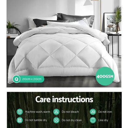Giselle Bedding 400GSM Microfibre Bamboo Quilt Queen - Luxury Duvet for All Seasons
