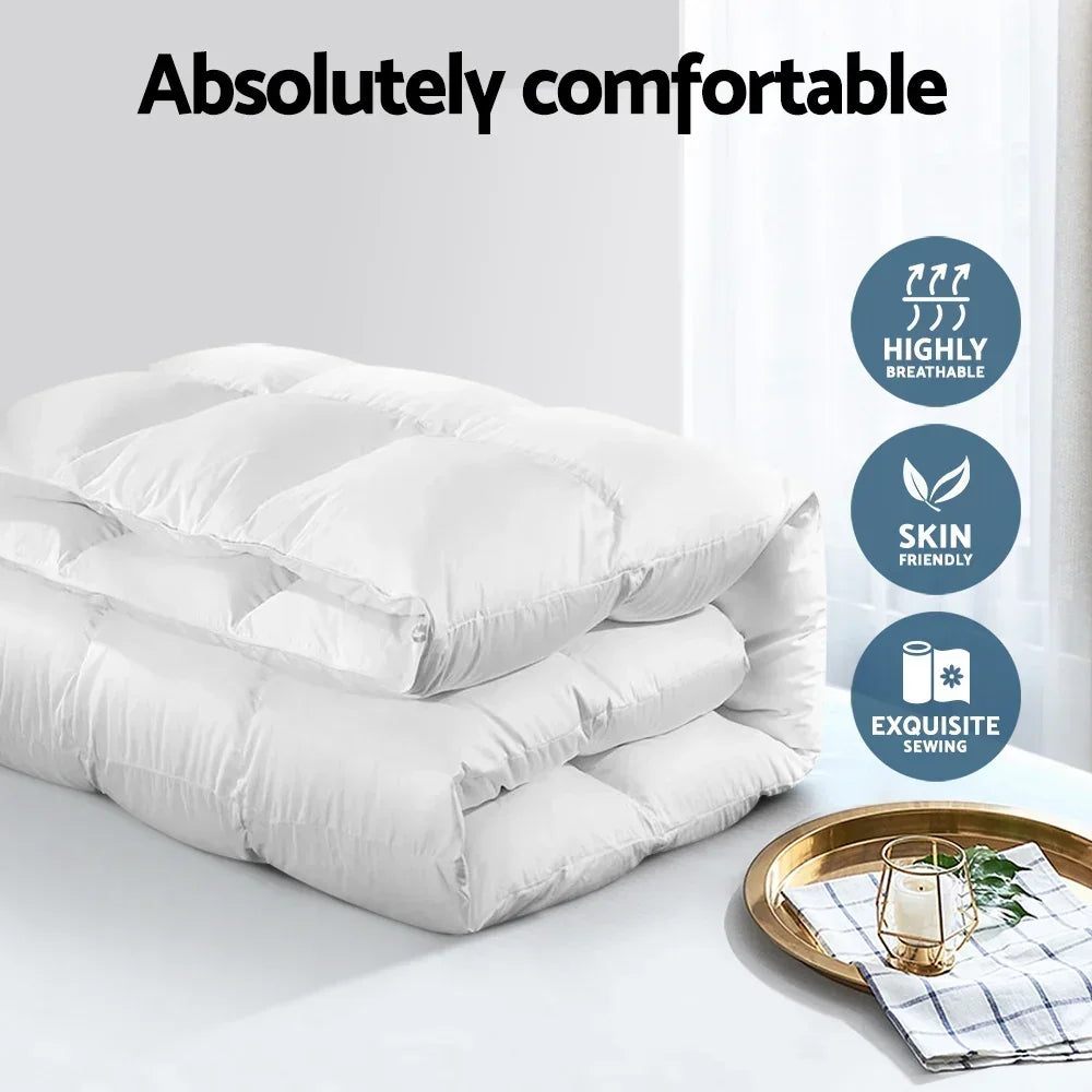 Giselle Bedding 700GSM Duck Down Feather Quilt King - Luxury Duvet for All Seasons