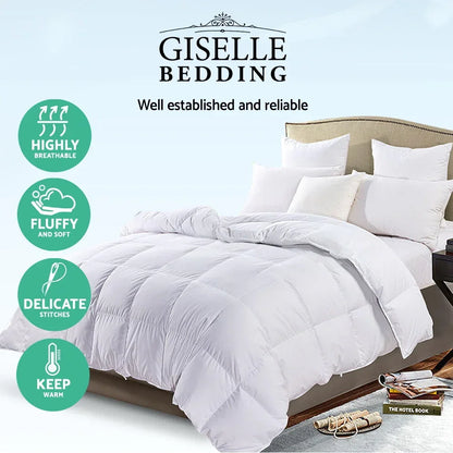 Giselle Bedding 700GSM Goose Down Feather Quilt Double - Luxury Duvet for All Seasons