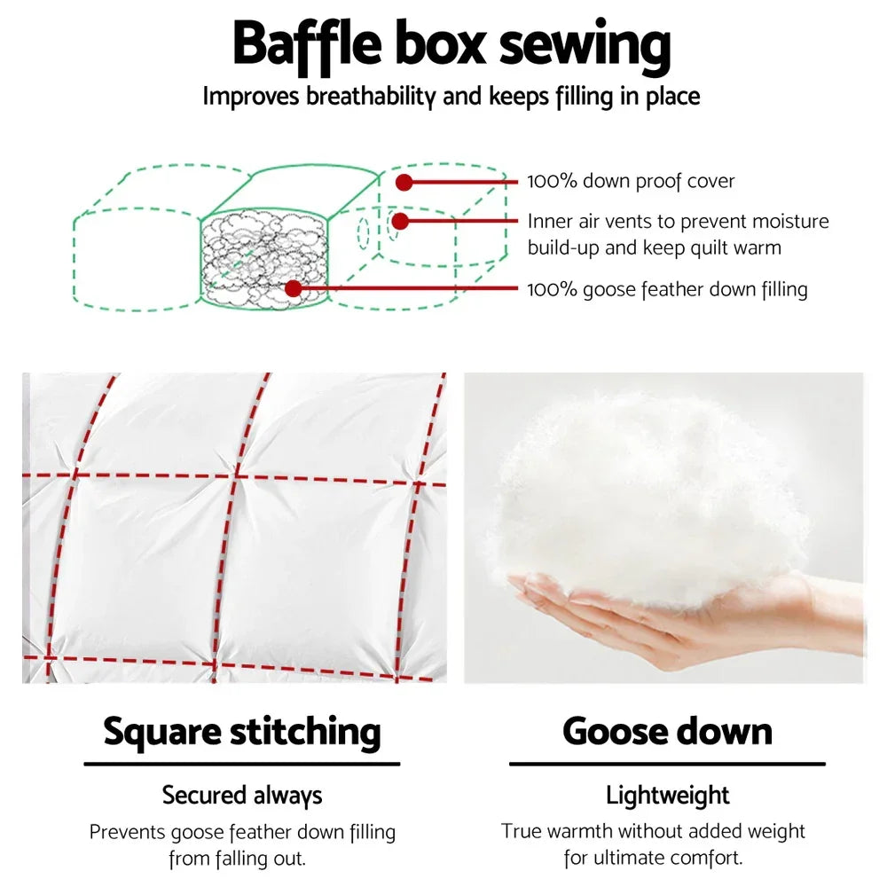 Giselle Bedding 700GSM Goose Down Feather Quilt Double - Luxury Duvet for All Seasons