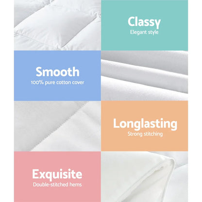 White quilt with pure cotton cover, strong stitching, double-stitched hems, and elegant style.