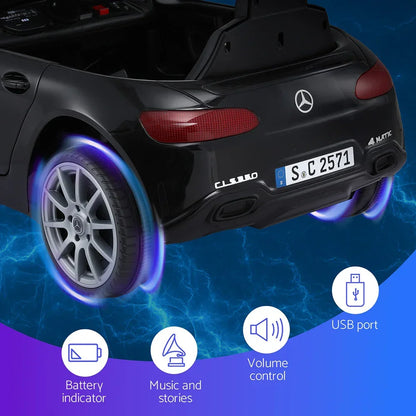 Licensed Kids Electric Ride On Car Black - Outdoor Toy with Music & Remote Control