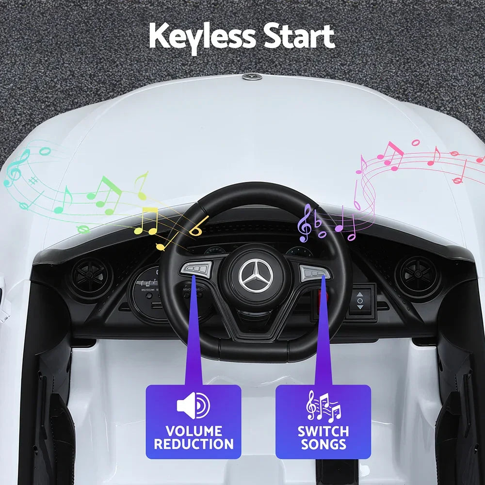 Licensed Kids Electric Ride On Car White - Outdoor Toy with Music & Remote Control