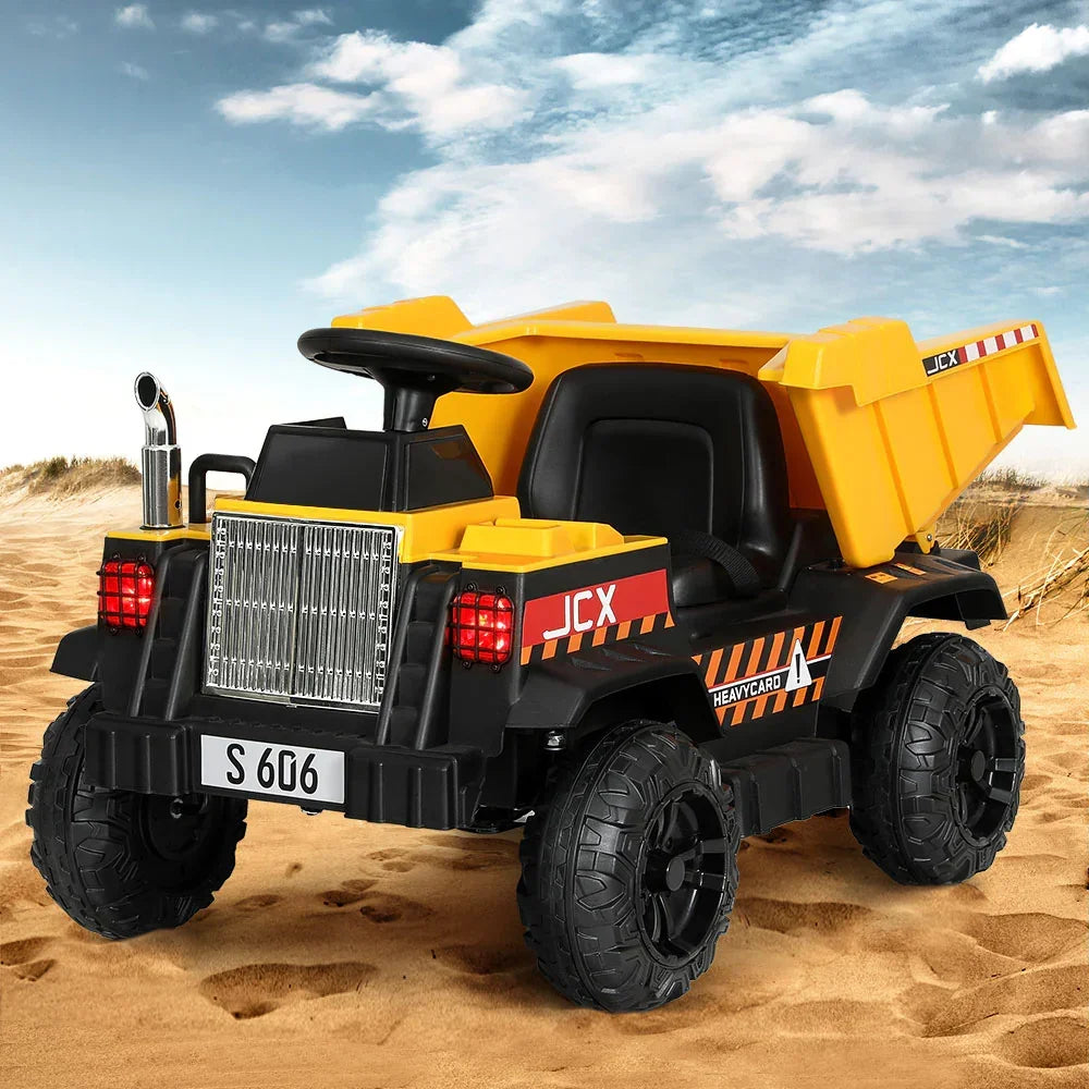 Rigo Kids Electric Ride On Dump Truck Yellow 12V - Construction Loader with Remote