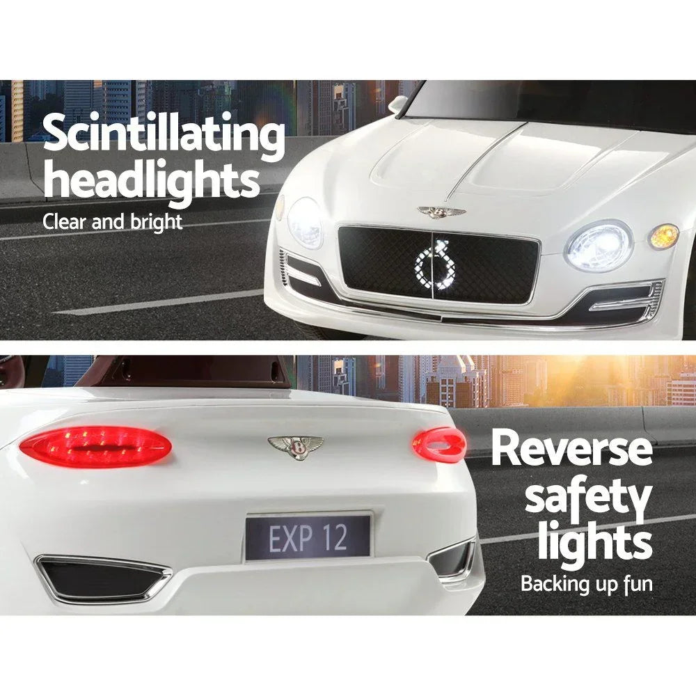 Licensed Bentley EXP12 Kids Electric Ride On Car - White 12V with Remote Control
