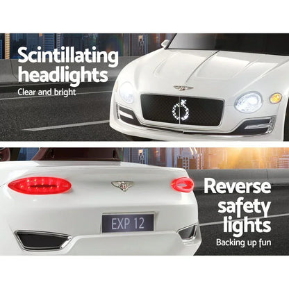 Licensed Bentley EXP12 Kids Electric Ride On Car - White 12V with Remote Control