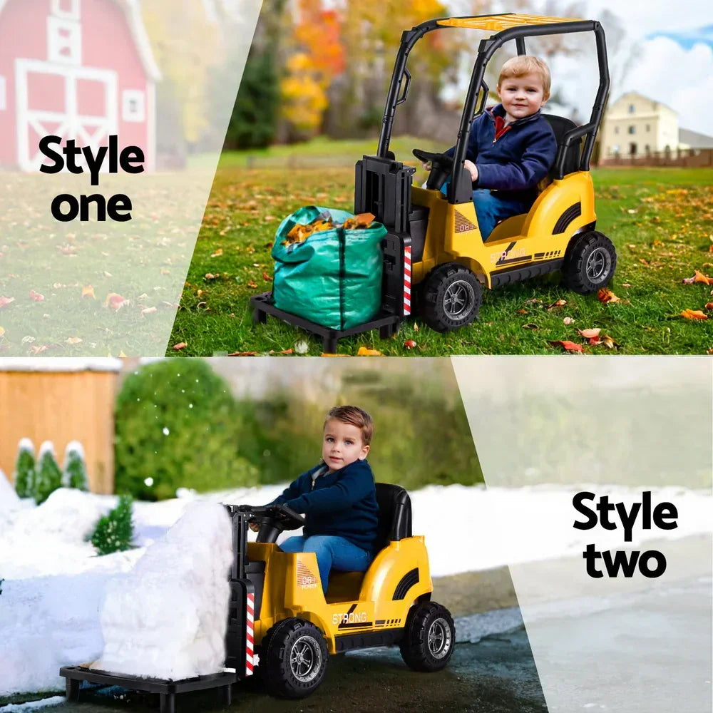 Rigo Kids Electric Ride On Forklift Yellow 12V - Construction Loader with Remote & Horn