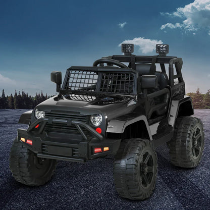Rigo Kids Electric Ride On Jeep Black 12V - 4WD SUV with Remote Control