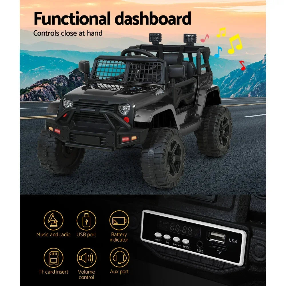 Rigo Kids Electric Ride On Jeep Black 12V - 4WD SUV with Remote Control