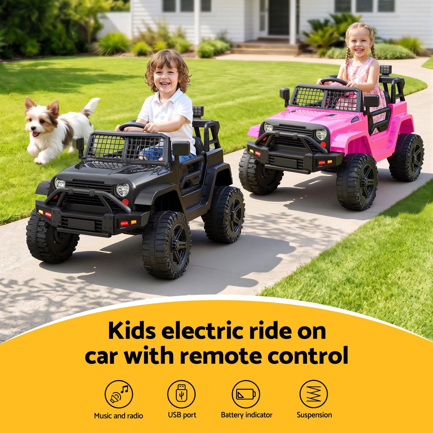 2x Rigo Electric Kids Ride On Car Black Pink