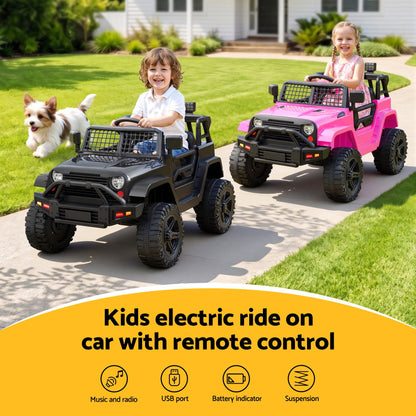 2x Rigo Electric Kids Ride On Car Black Pink