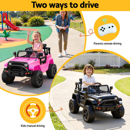 2x Rigo Electric Kids Ride On Car Black Pink