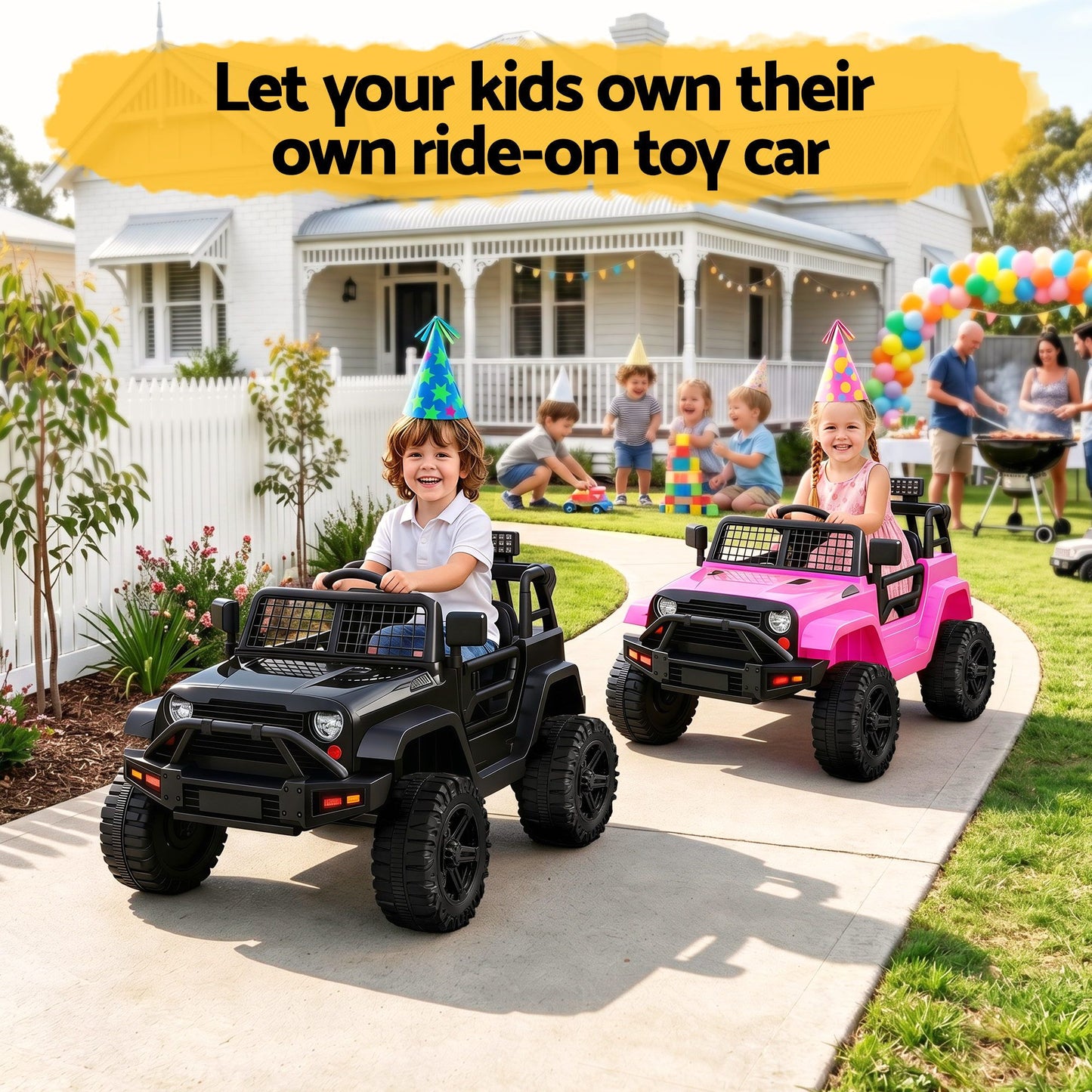 2x Rigo Electric Kids Ride On Car Black Pink