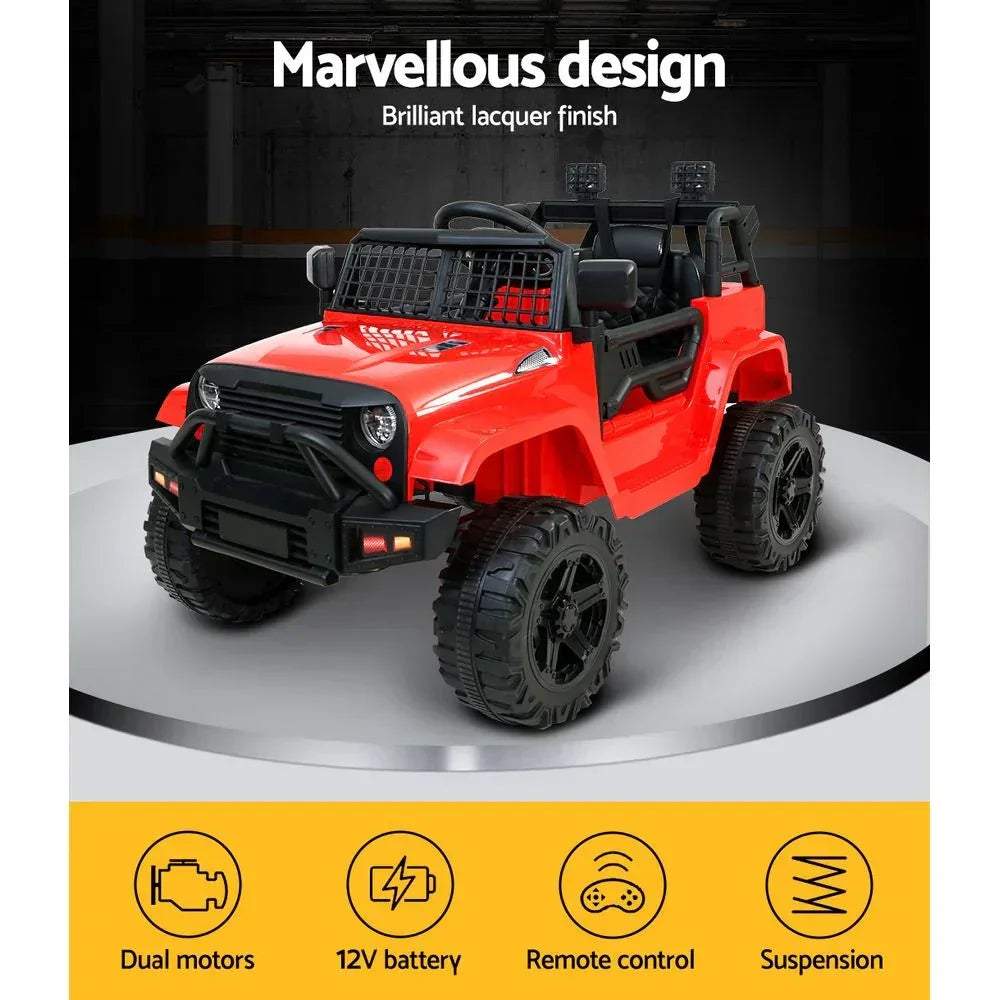 Rigo Kids Electric Ride On Jeep Red 12V - 4WD SUV with Remote Control