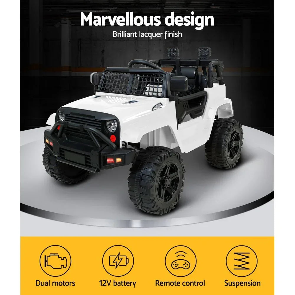 Rigo Kids Electric Ride On Jeep White 12V - 4WD SUV with Remote Control