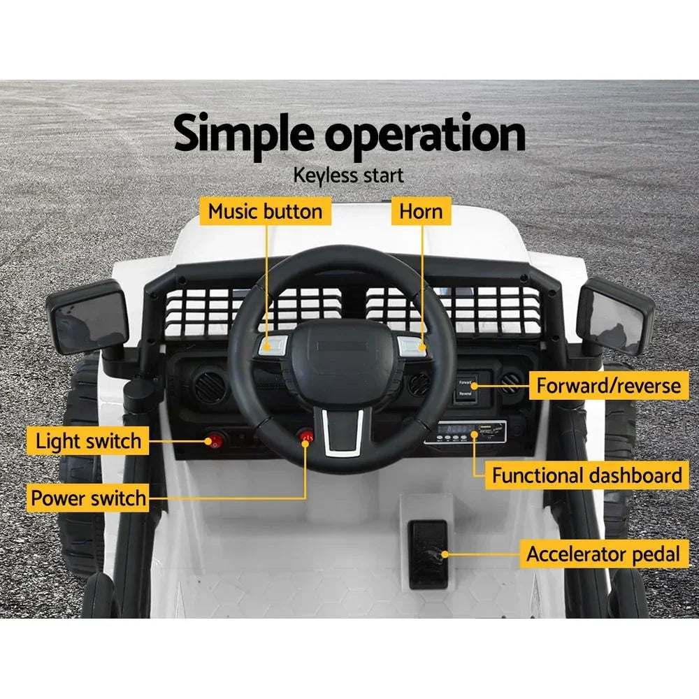 Rigo Kids Electric Ride On Jeep White 12V - 4WD SUV with Remote Control