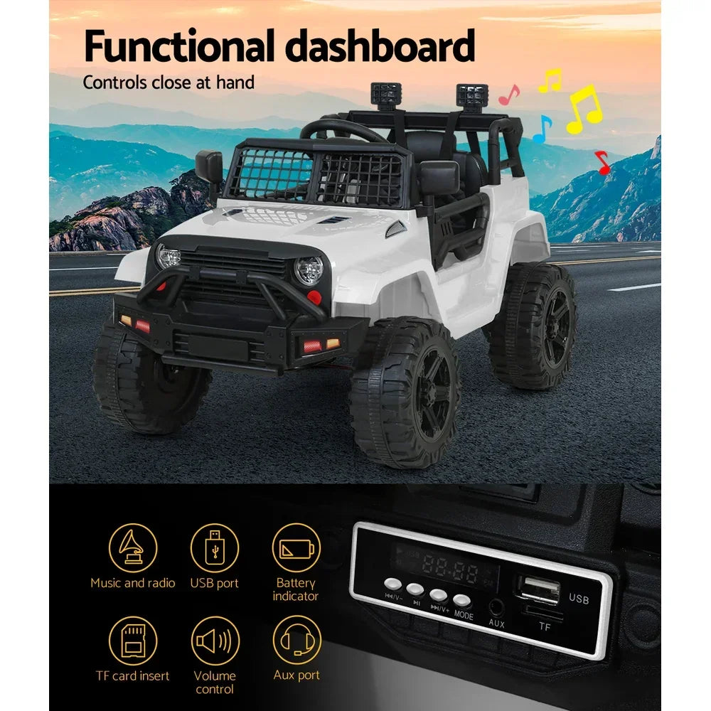 Rigo Kids Electric Ride On Jeep White 12V - 4WD SUV with Remote Control
