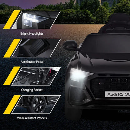 Licensed RSQ8 Kids Electric Ride On Car - Black 12V SUV with Remote Control
