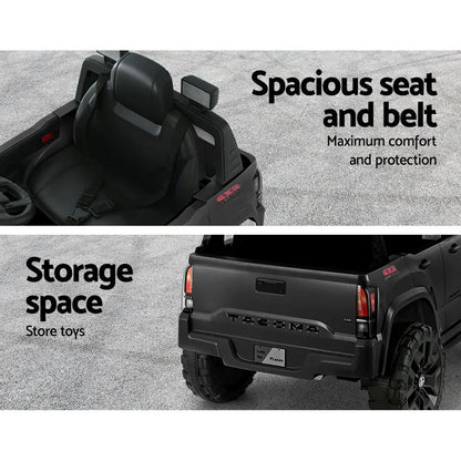 Licensed Toyota Tacoma Kids Electric Ride On Car - Black 12V Off-Road Truck with Remote