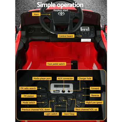 Licensed Toyota Tacoma Kids Electric Ride On Car - Red 12V Off-Road Truck with Remote