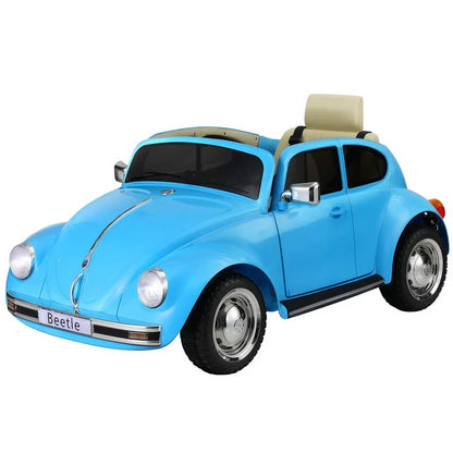Licensed Volkswagen Beetle Kids Ride On Car - Blue 6V Electric with Remote & Horn