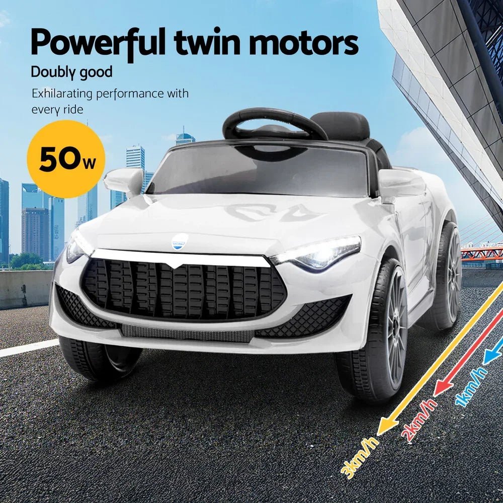 Rigo Kids Electric Ride On Car White 12V - Sports Car with Remote Control & Music