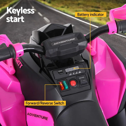 Rigo Kids Electric Ride On ATV Quad Pink 12V - Motorbike with Storage Rack
