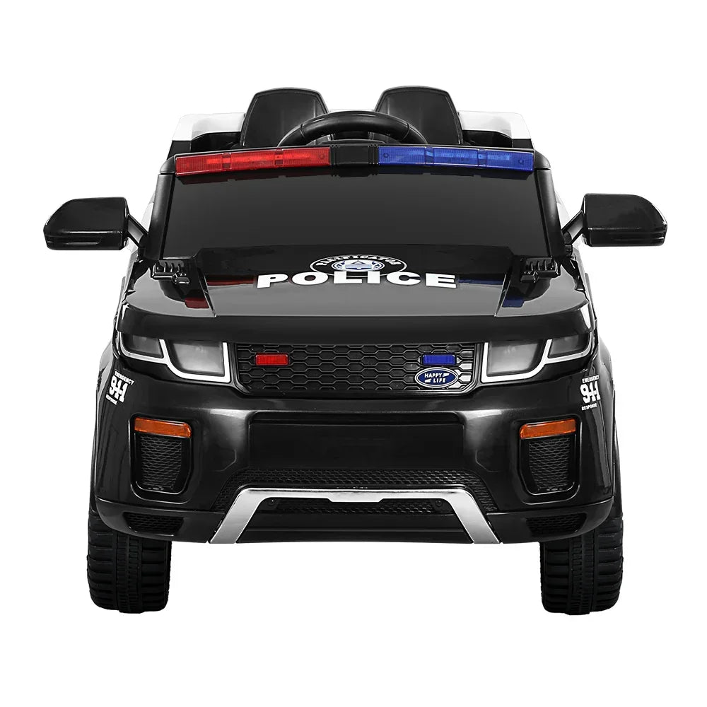 Rigo Kids Electric Ride On Police Car Black - Patrol SUV with Remote, Horn & Music