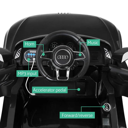Licensed Audi R8 Kids Ride On Car - Black Electric Sports Toy Car with Remote