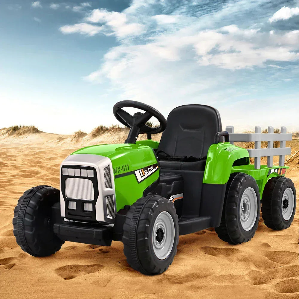 Rigo Kids Electric Ride On Tractor Green 12V - Farm Toy with Remote Control
