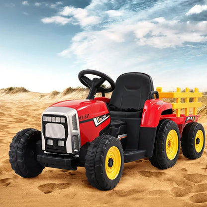 Rigo Kids Electric Ride On Tractor Red 12V - Farm Toy with Remote Control