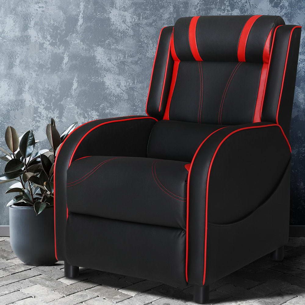 Artiss Serik Gaming Recliner Chair PU Leather Black 150kg