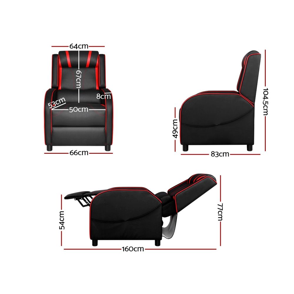 Artiss Serik Gaming Recliner Chair PU Leather Black 150kg