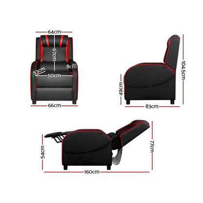 Artiss Serik Gaming Recliner Chair PU Leather Black 150kg
