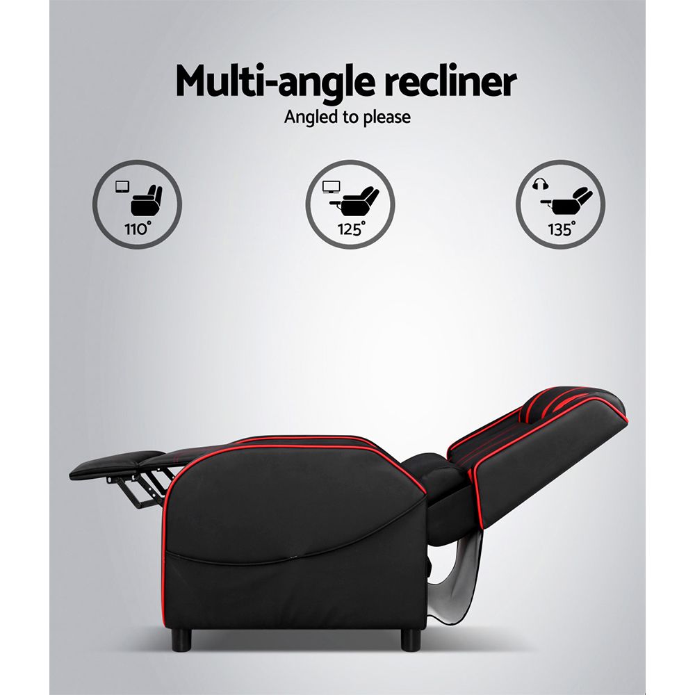 Artiss Serik Gaming Recliner Chair PU Leather Black 150kg