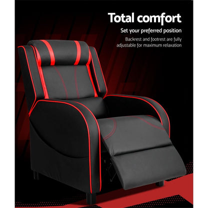 Artiss Serik Gaming Recliner Chair PU Leather Black 150kg