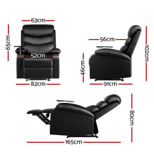 Artiss Erika Recliner Chair with Swivel Tray Table | PU Leather | Black