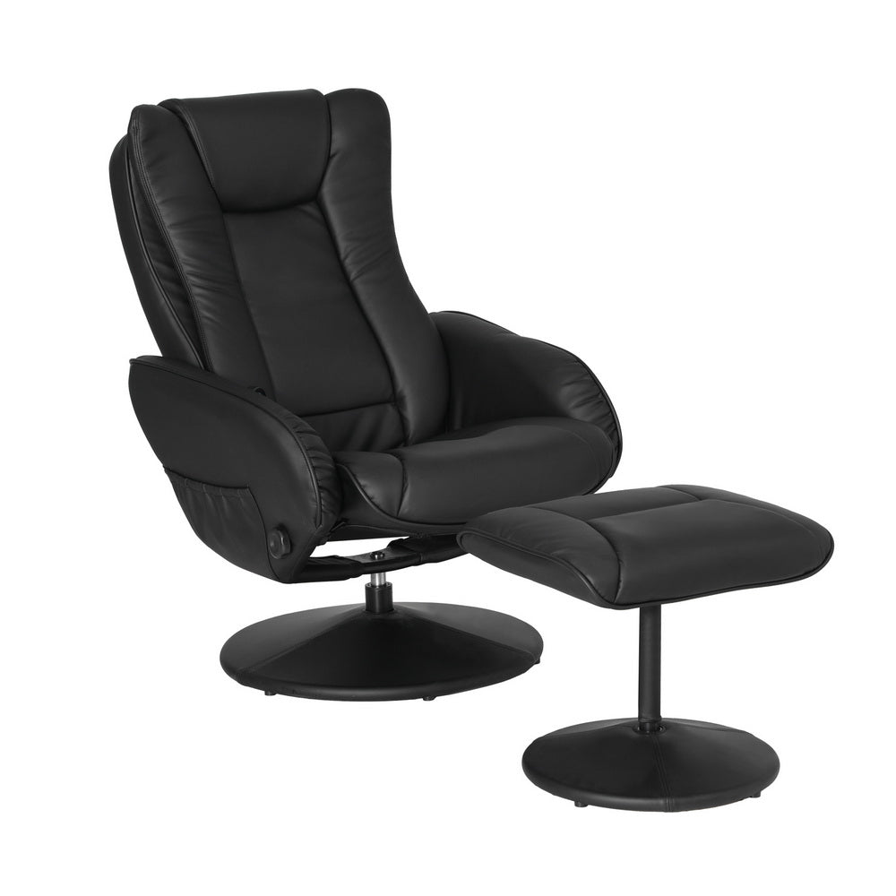 Artiss Recliner Chair with Massage & Heat | Set of 2 | PU Leather | Black