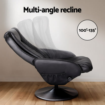 Artiss Recliner Chair with Massage & Heat | Set of 2 | PU Leather | Black