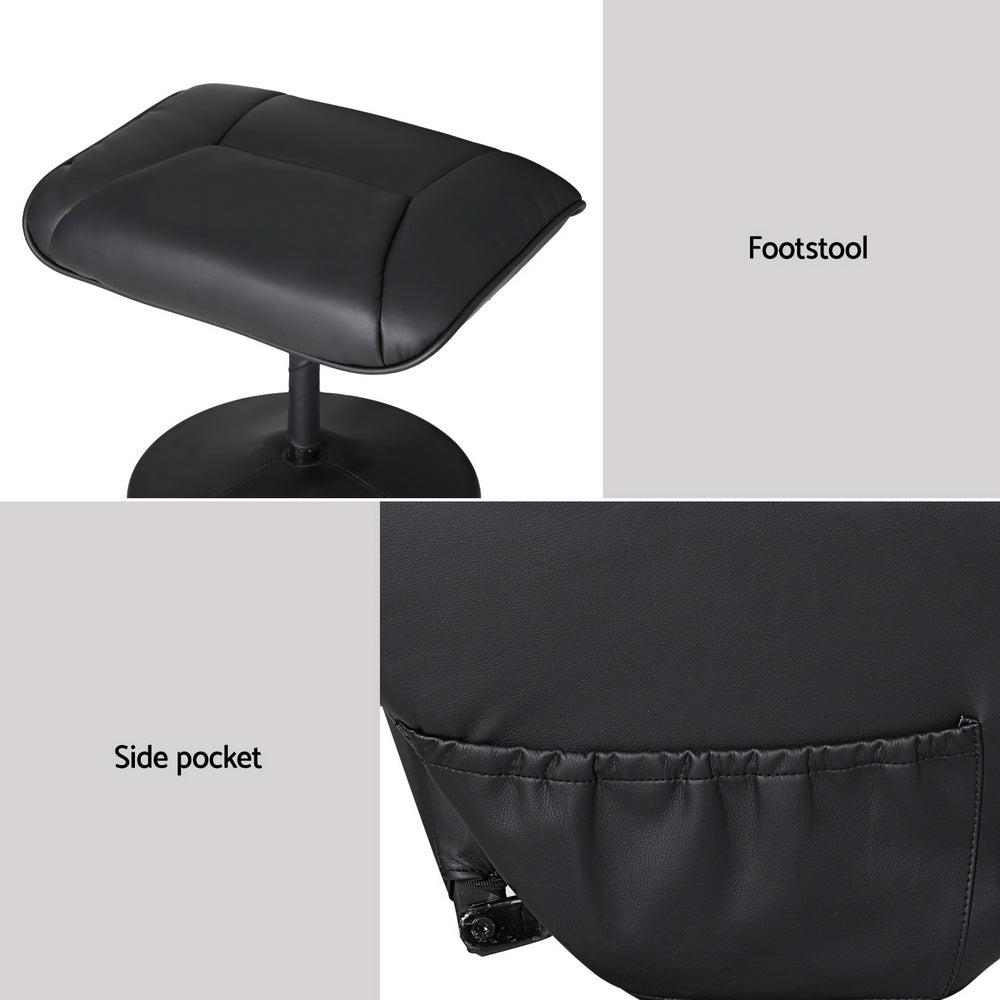 Artiss Recliner Chair with Massage & Heat | Set of 2 | PU Leather | Black