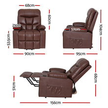 Artiss Lift Recliner Chair 8-Point Heated Massage 155° Recline Lumbar Heat PU Leather 180kg Brown