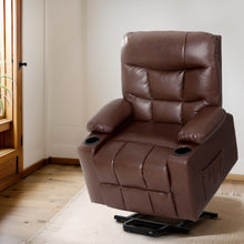 Artiss Lift Recliner Chair 8-Point Heated Massage 155° Recline Lumbar Heat PU Leather 180kg Brown