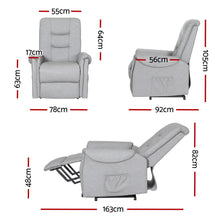 Artiss Lift Recliner Chair 155° Recline Retractable Footrest PU Leather 150kg Grey