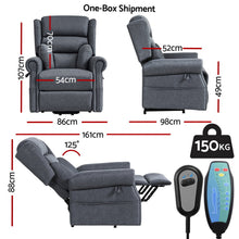 Artiss Lift Recliner Chair 8-Point Heated Massage 130° Recline Skin-Friendly Fabric Compact 150kg Grey