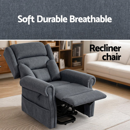 Artiss Lift Recliner Chair 8-Point Heated Massage 130° Recline Skin-Friendly Fabric Compact 150kg Grey